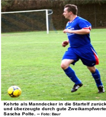 Kehrte als Manndecker in die Startelf zurück und überzeugte durch gute Zweikampfwerte: Sascha Polte.